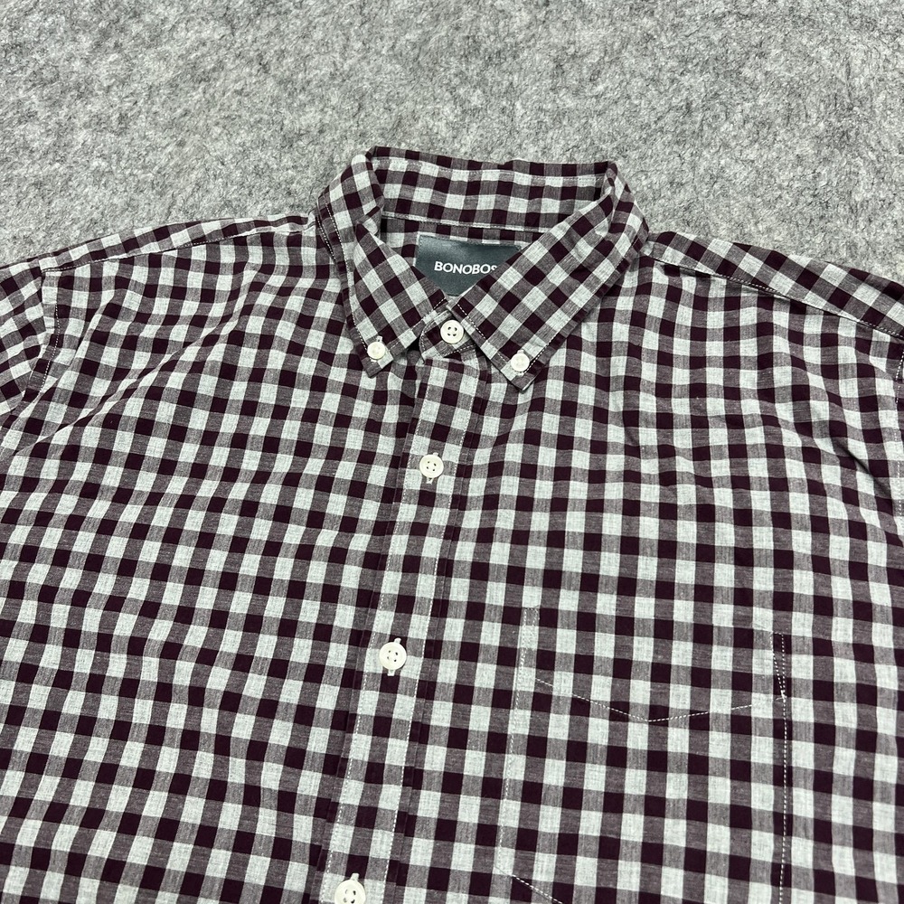 Bonobos Shirt Mens L Purple Gray Check Slim Fit Long Sleeve Button Down Preppy - Picture 4 of 16